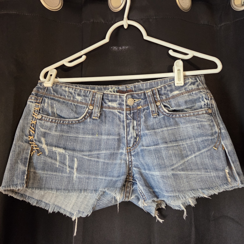 Miss Me Blue Distressed Jean Shorts
